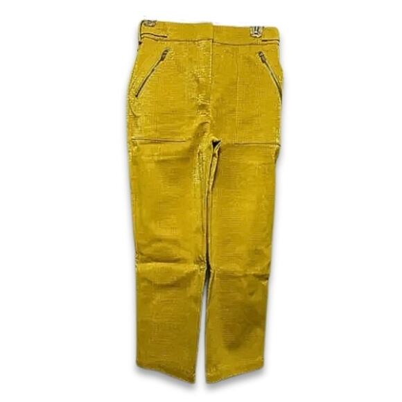 Royalty By Maluma Pants Faux Leather High Waisted Zipper Accents Yellow W 0 NWT - Picture 2 of 10